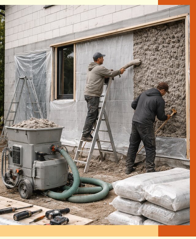 Утепление дома из газобетона эковатой в Инте от 4564 руб./м2 | ТепломастерИнт